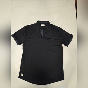 Men's Black Short-Sleeve Polo with Contrast Trim